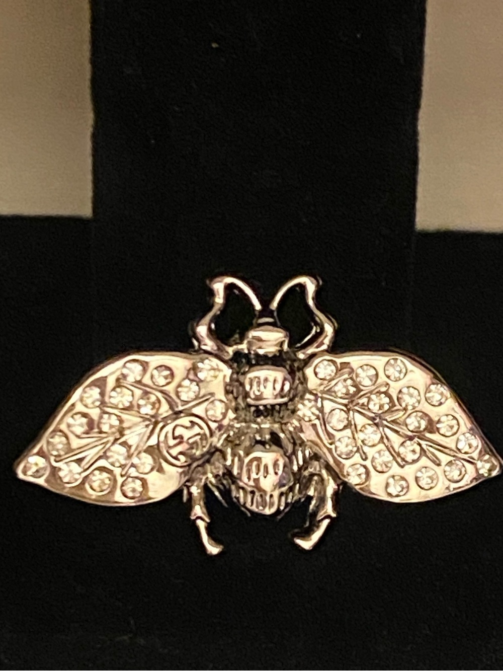 Fashion Jewelry Silver-Tone Jeweled Bee G-G-Luxury Brooch